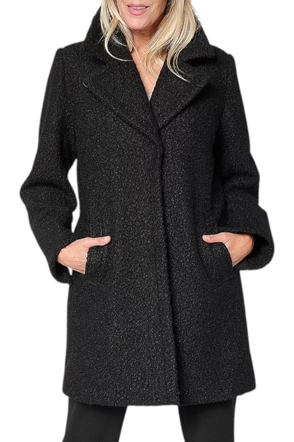 Dennis Basso Women’s Everyday Teddy Coat w/ Snaps Black