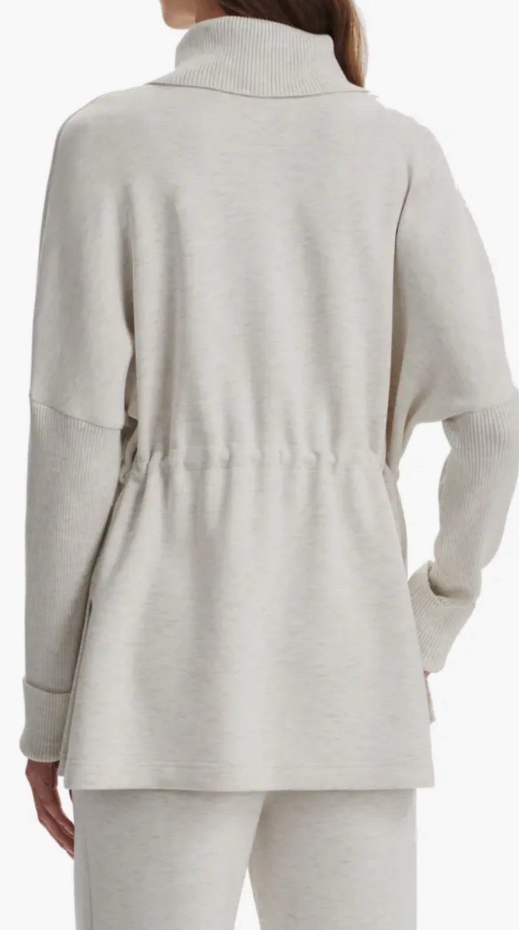 Varley Sz S Ethel DoubleSoft Clnch Waist Sweatshirt Light Gray