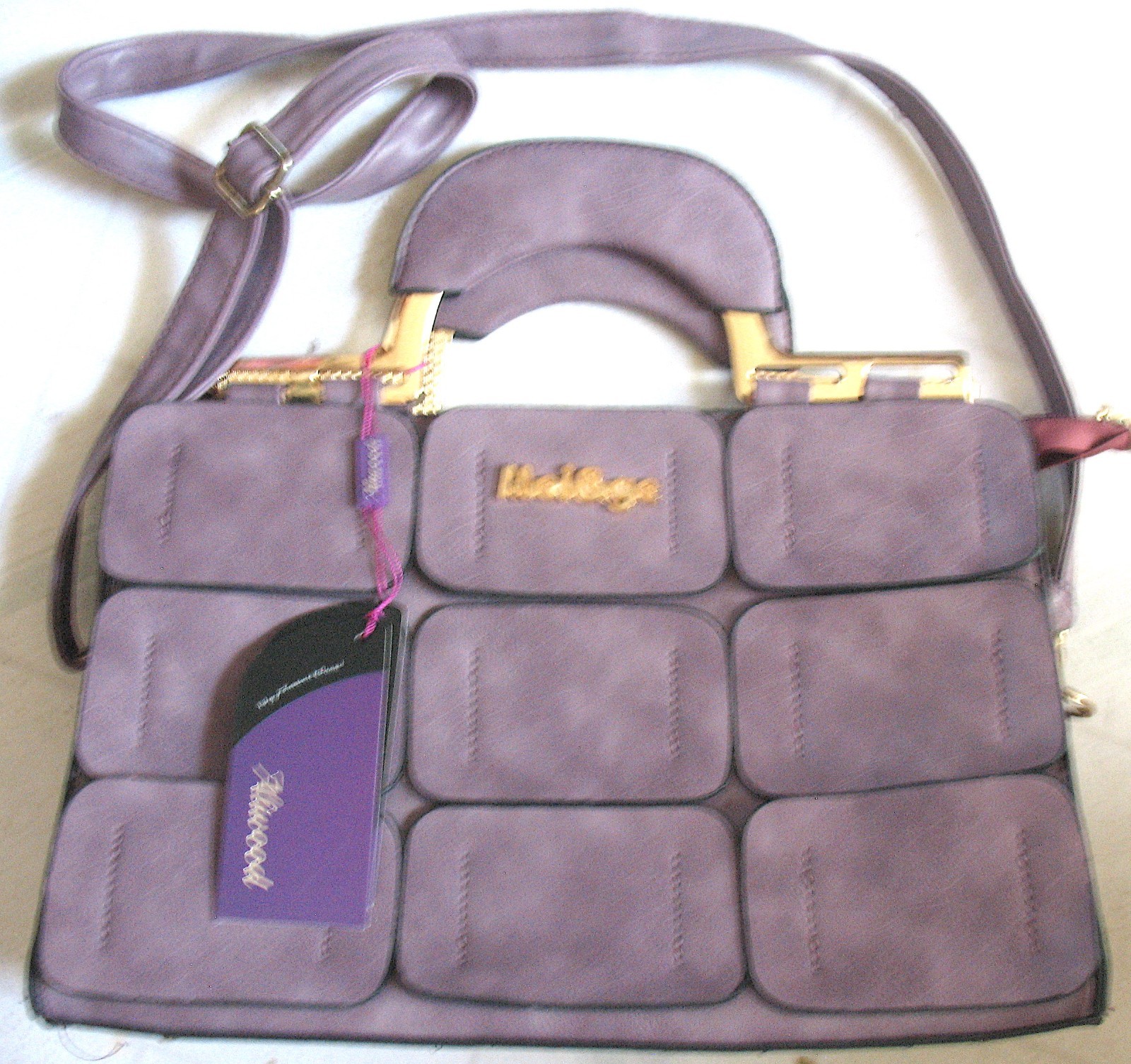 Mei&Ge ALIWOOD PU Purple Women’s Handbag with adj shoulder Strap 3 pockets NWT