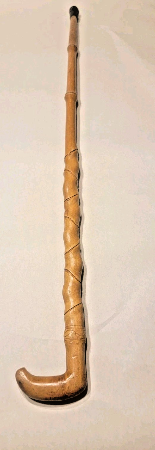 Hand Carved Wood Twisted Walking Stick Cane 9.1oz 35” Vintage