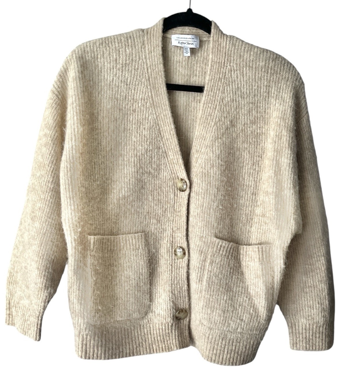 & Other Stories Oatmeal Beige Alpaca Wool V-Neck Oversized Cardigan XS Fits S/M