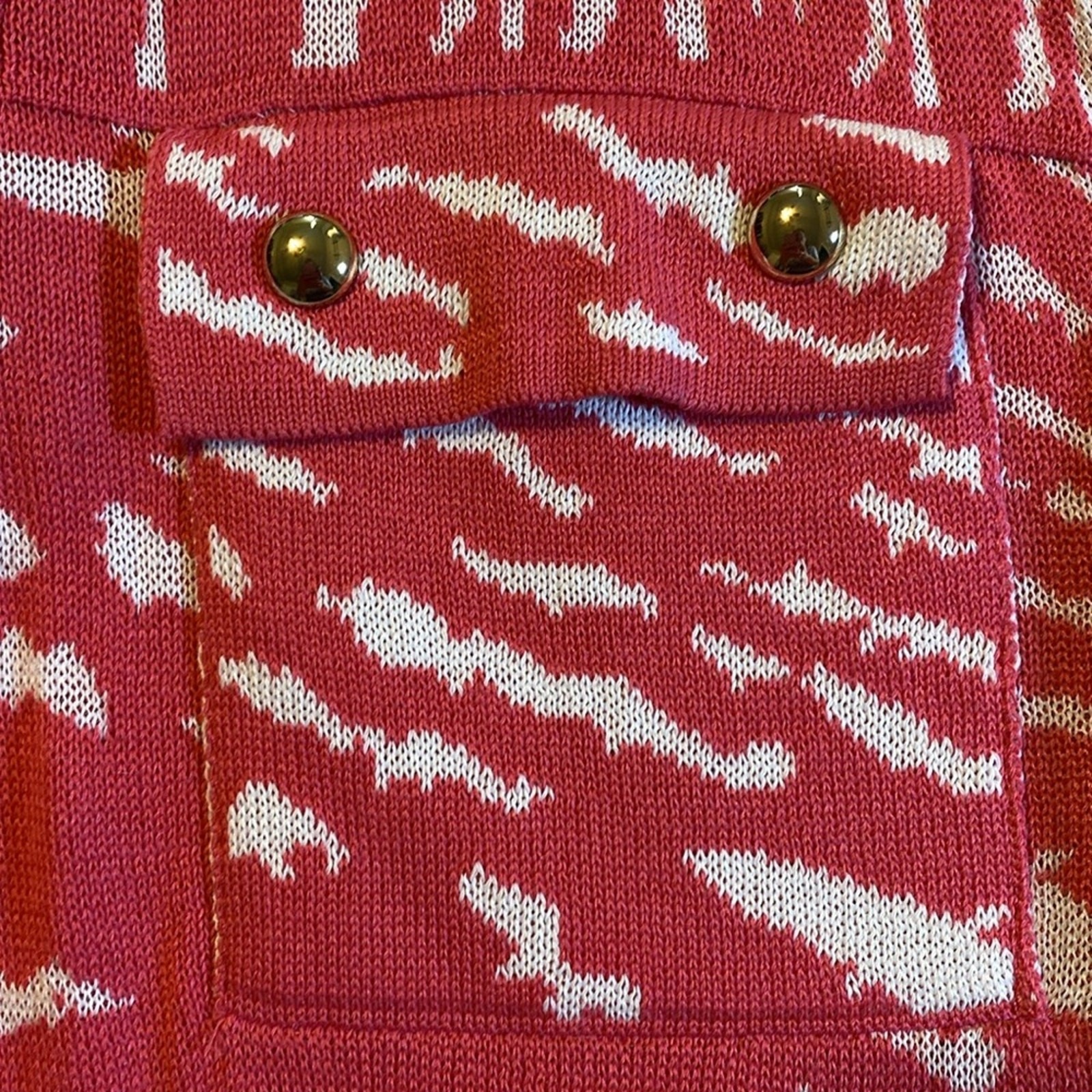 Ming Wang Pink & White Tiger Print Tunic Size XS Lace-up Neckline Resort Mature