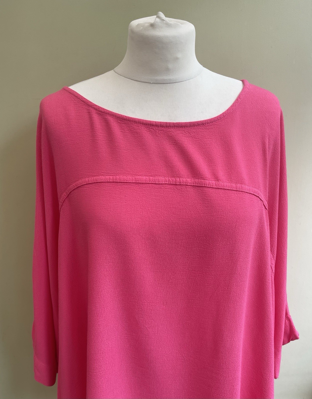 Sahara Hot Pink Viscose Boxy Batwing Blouse Size Medium Large Oversized