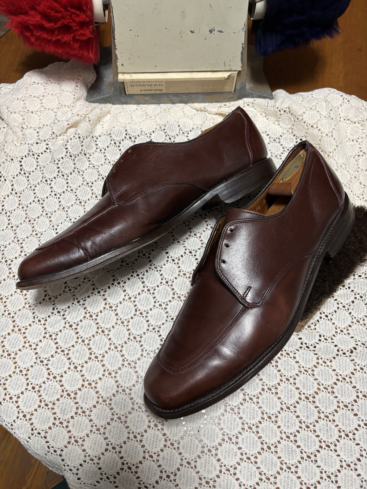 Allen Edmonds Burton 10d Brown Leather Oxfords Apron Toe 1132 USA