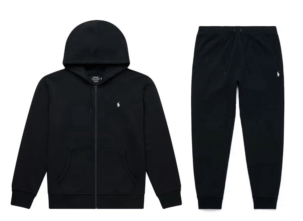 NEW Polo Ralph Lauren Double-Knit Full-Zip Hoodie and Jogger Pant Set Sz M