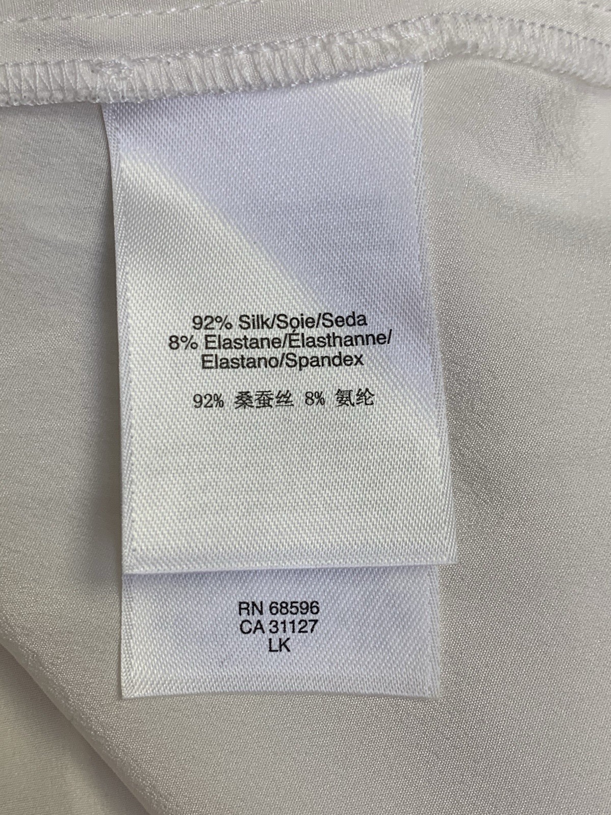DKNY Silk Blend White Asymmetric High Low Tunic Tank Top Sleeveless Blouse P