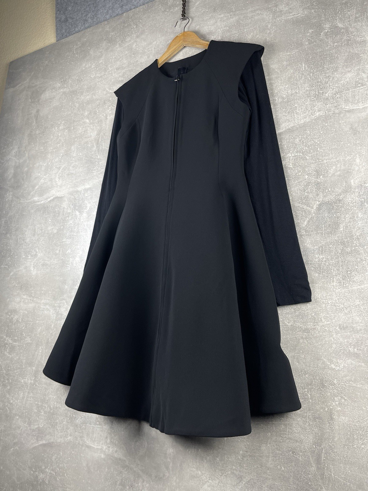 Gareth Pugh FW14 Archives Avant Grde Sculptural Zip Front Black Dress IT 44 ( L)