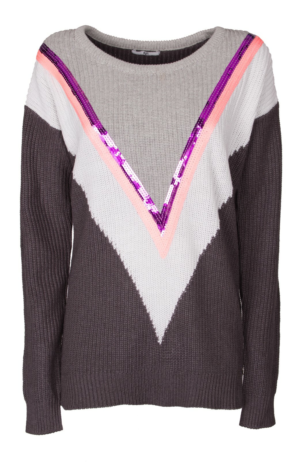 AJC Damen Pullover Strickpullover Damenpullover grau NEU Größe 32 34 36 38 40 42