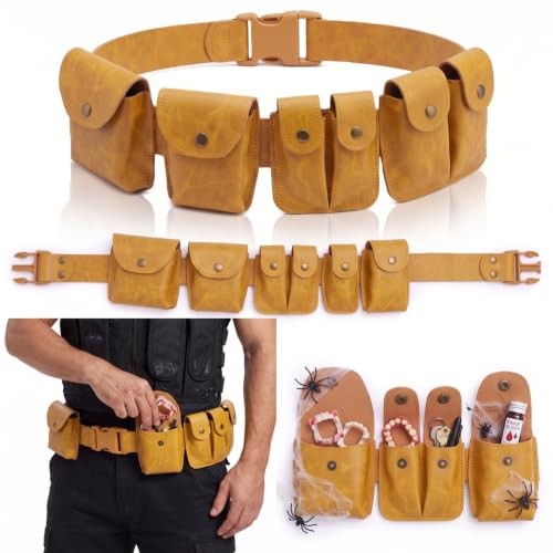 Halloween PU Leather Utility Belt Costume Belt Cosplay Accessory Yellow Bat