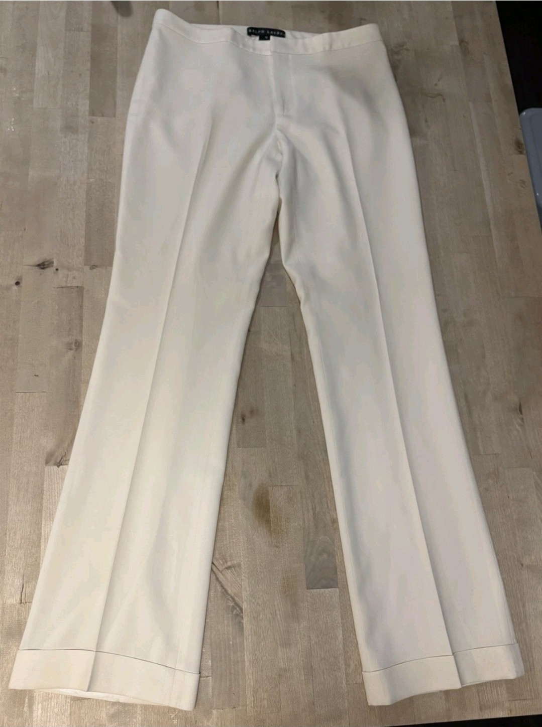 Ralph Lauren Black Label Made In USA Women’s Wool Cream Wide Leg Trouser Pants