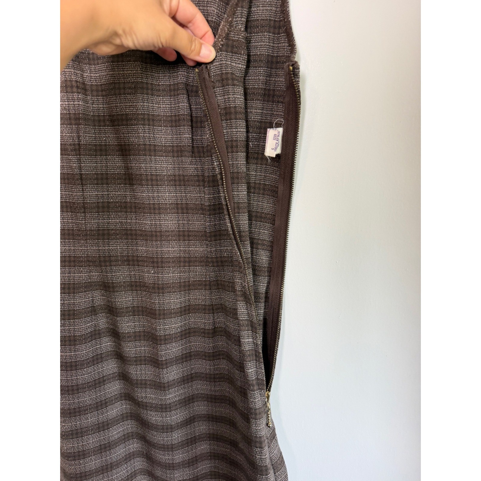 90’s Y2K Rampage Vintage Brown Plaid Sheath Mini Dress Sleeveless Made in USA 5