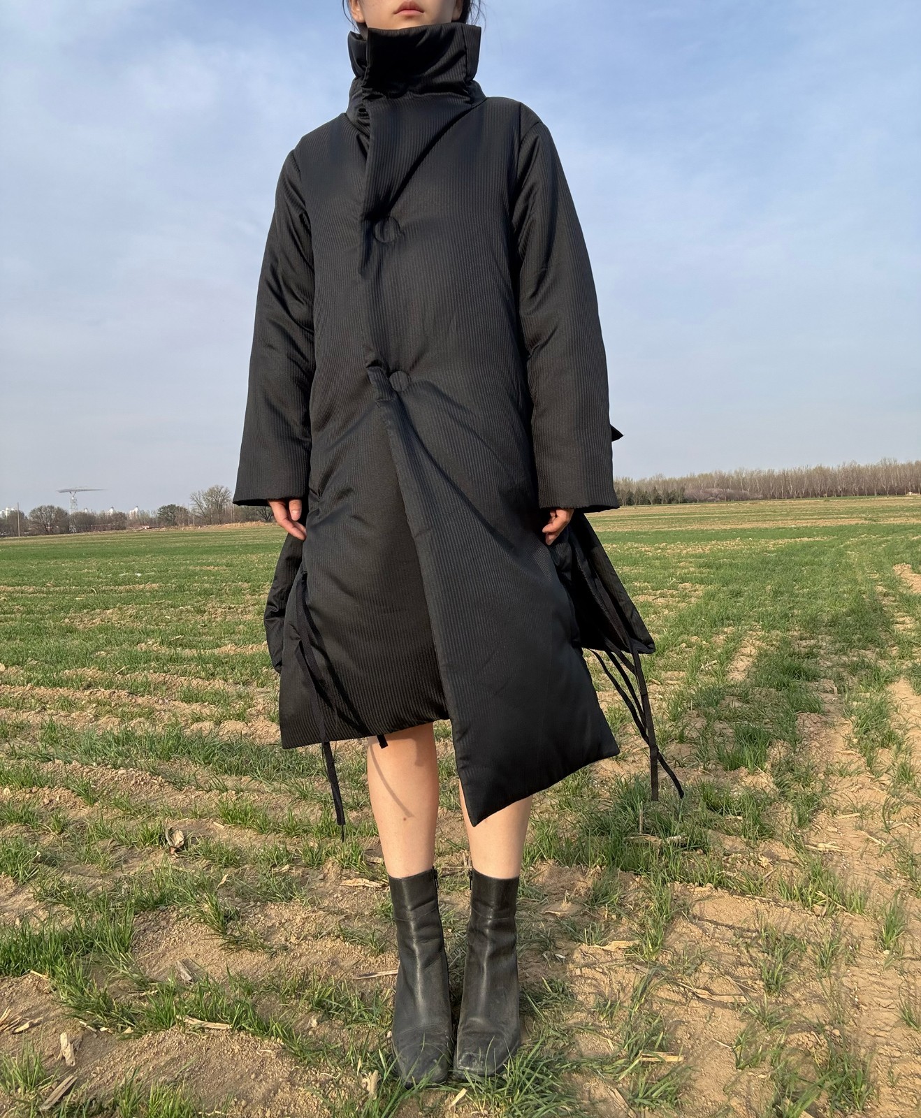 Ann demeulemeester duvet coat black puffy deconstructed Sz 40 L oversize