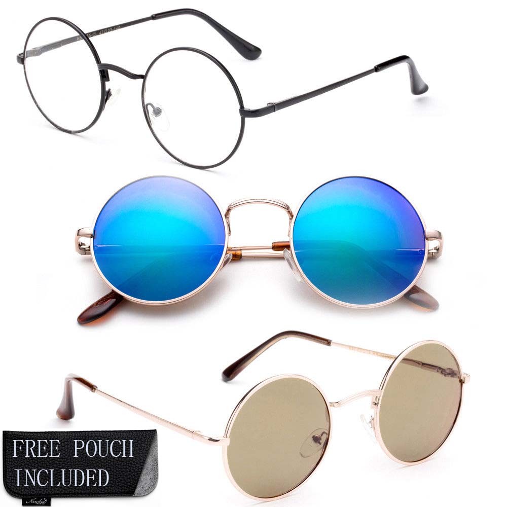 John Lennon Glasses Spring Hinge Circle Round Vintage Hippie Retro Sunglasses