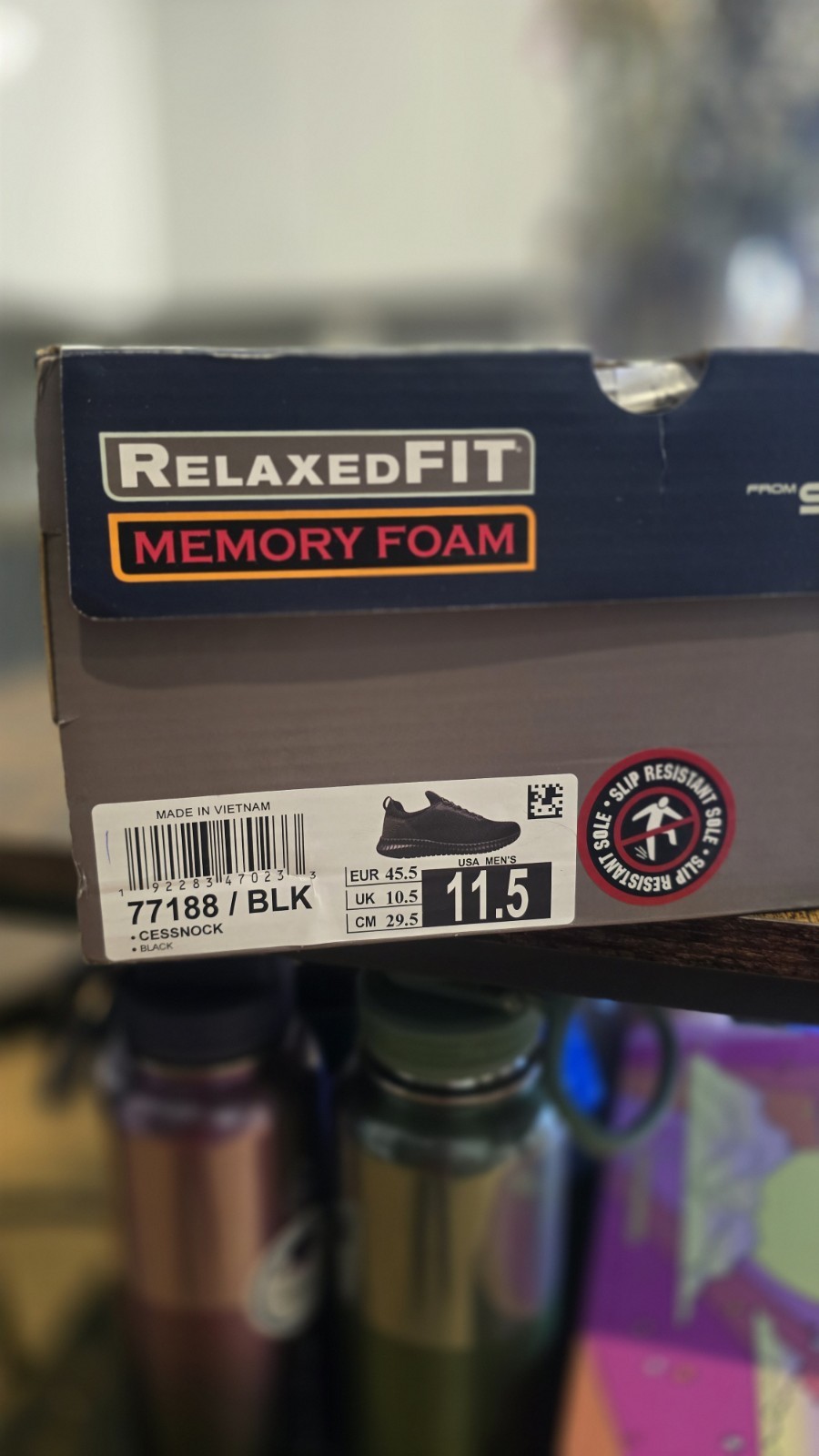 Men’s Relaxed Fit Memory Foam Work Shoes Size 11.5 Black