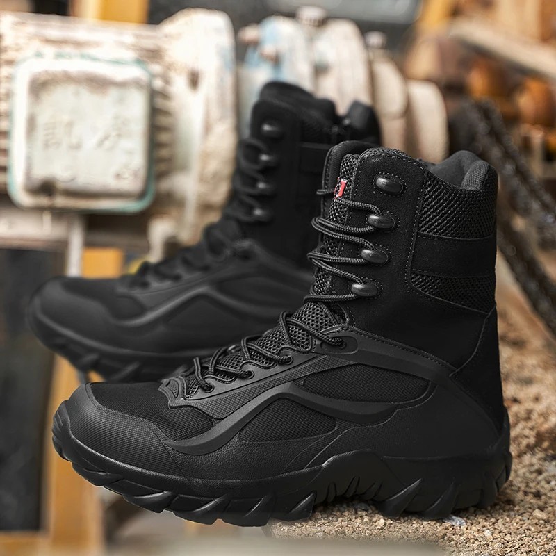 NORTIV8 Men’s Military Tactical Work Boots Side Zipper Hiking Combat Boots Shoes
