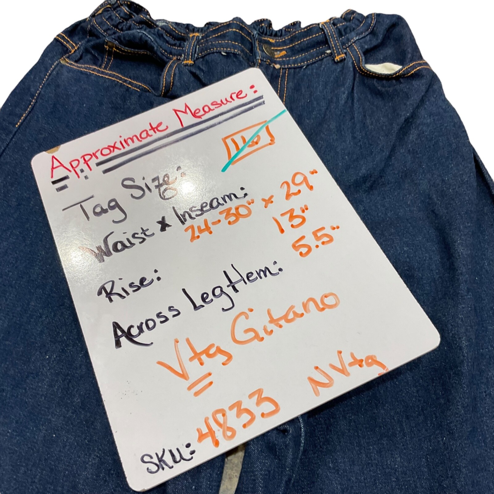 Vtg 70’s PS Gitano jeans high elastic gather waist Vtg sz 16 (24/26/28/30”W x29L