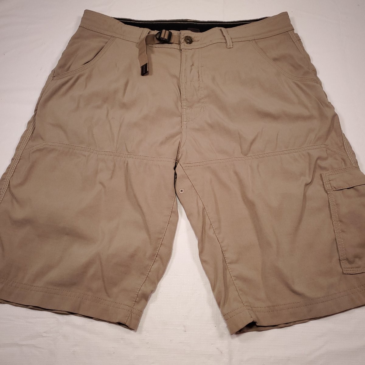 Prana Breathe Mens Shorts L Beige Outdoor Hiking Mountain Climbing Nature