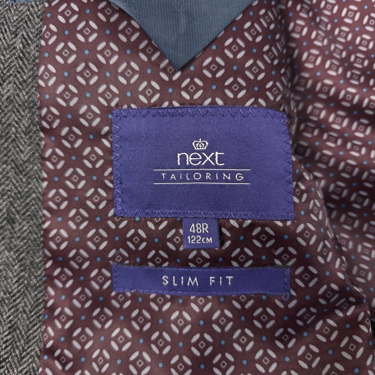 Next Tailoring Mens Herringbone Tweed Blazer 48R Charcoal Grey Wool