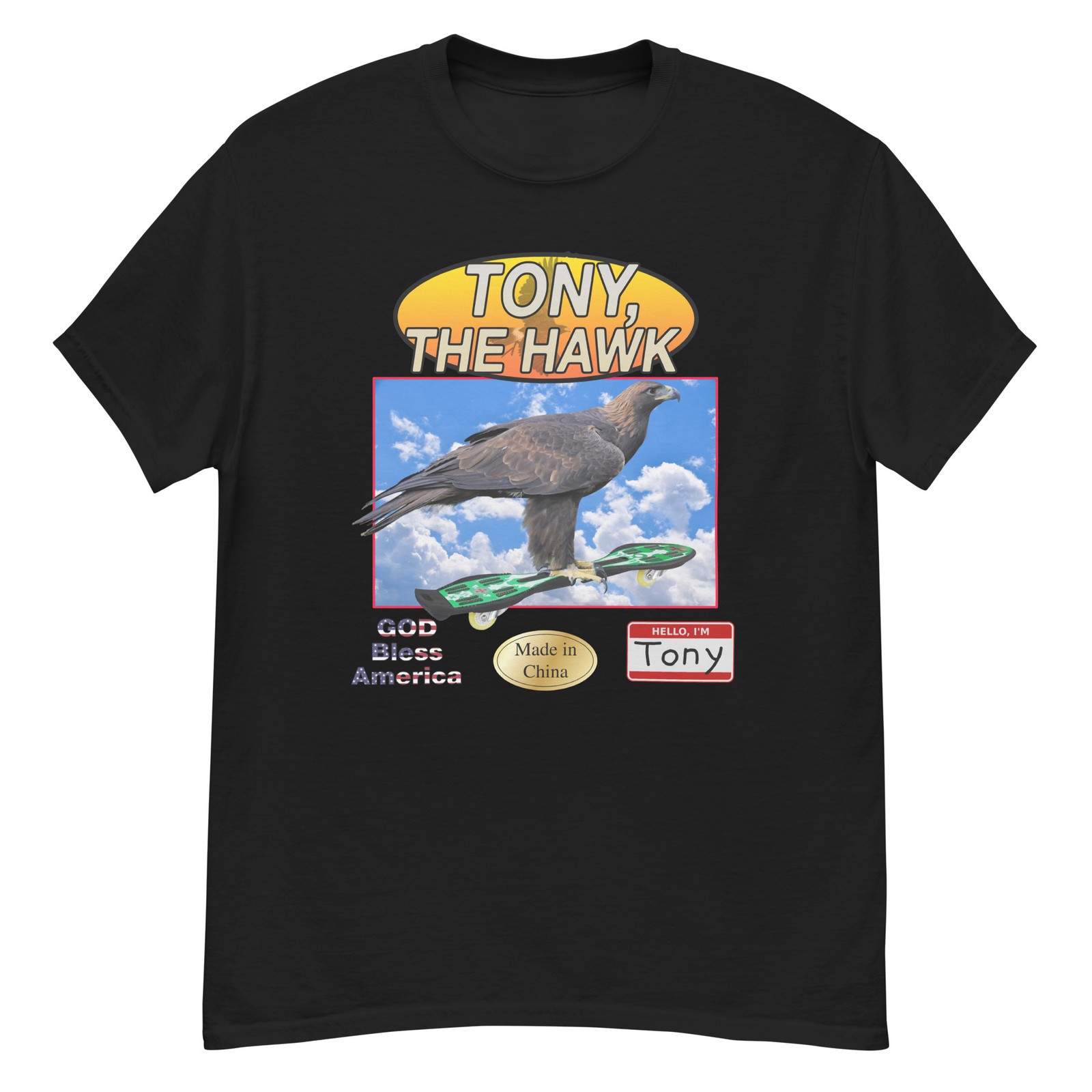 Tony The Honk Wheel Board Bird Parody Funny Skateboarding Meme Joke Y2K T-Shirt