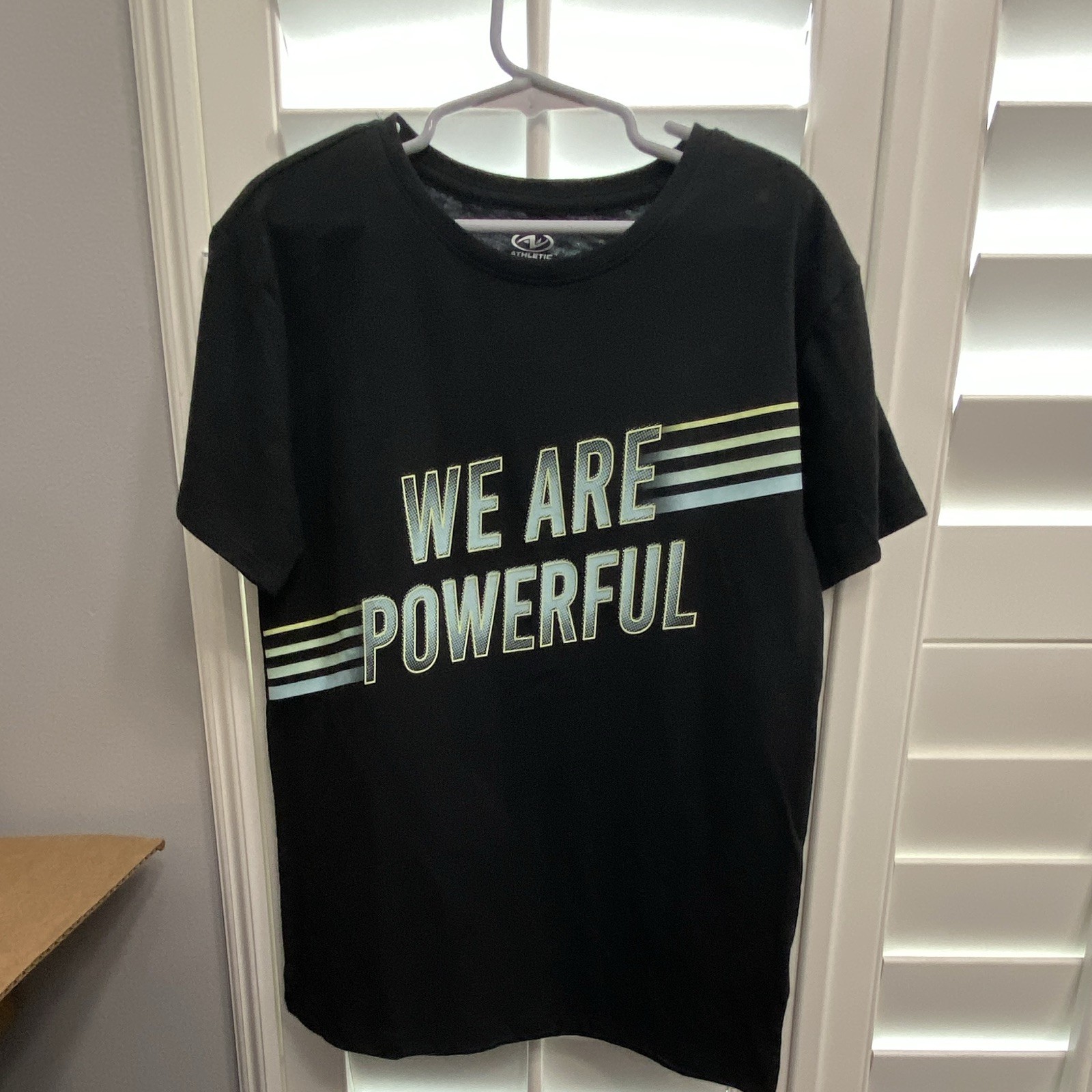 Athletic Works Boys M (7-8) Black “We Are Powerful” Graphic Crewneck T-Shirt