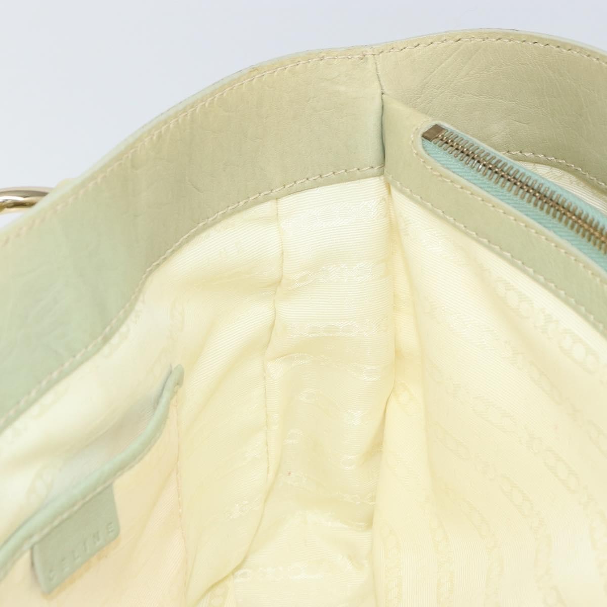 CELINE Boogie Hand Bag Leather Green Gold Auth BA9733