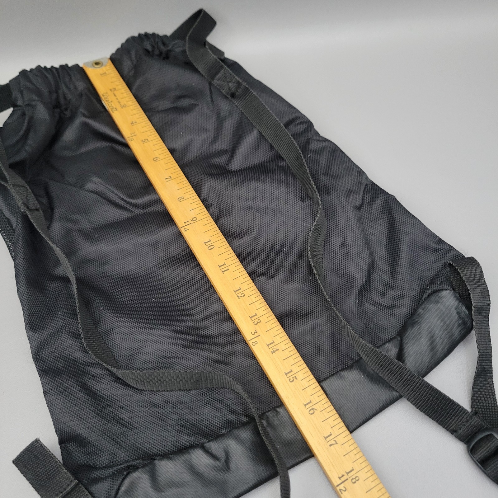 Y2K Nike Brasilia Drawstring Backpack Gym Bag Black Pockets Swoosh