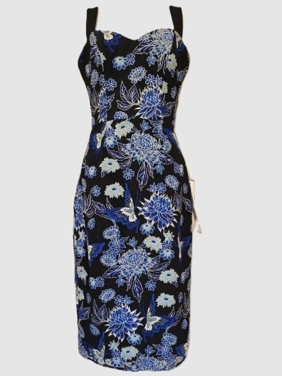NWOT $288 DRESS THE POPULATION NICOLE DRESS IN COBALT MULTI SIZE M