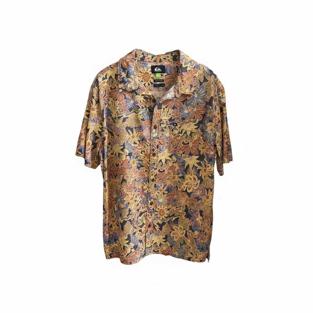 Quicksilver Men Vintage Y2K Surf Hawaii Button Up Short Sleeve Shirt Small