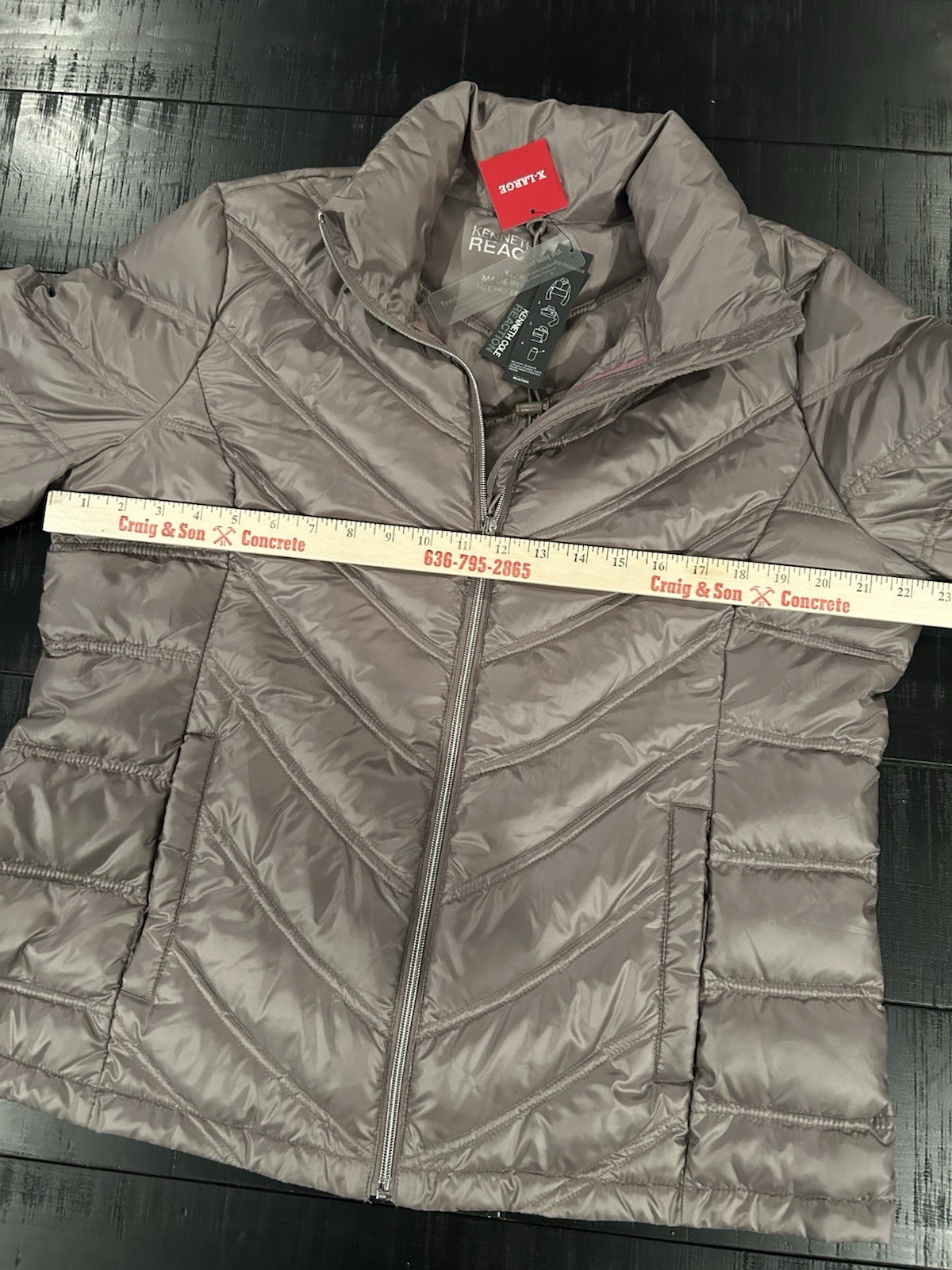 Kenneth Cole Reaction Packable Jacket XL Beige Puffer Quilted Zip Coat Warm NWT