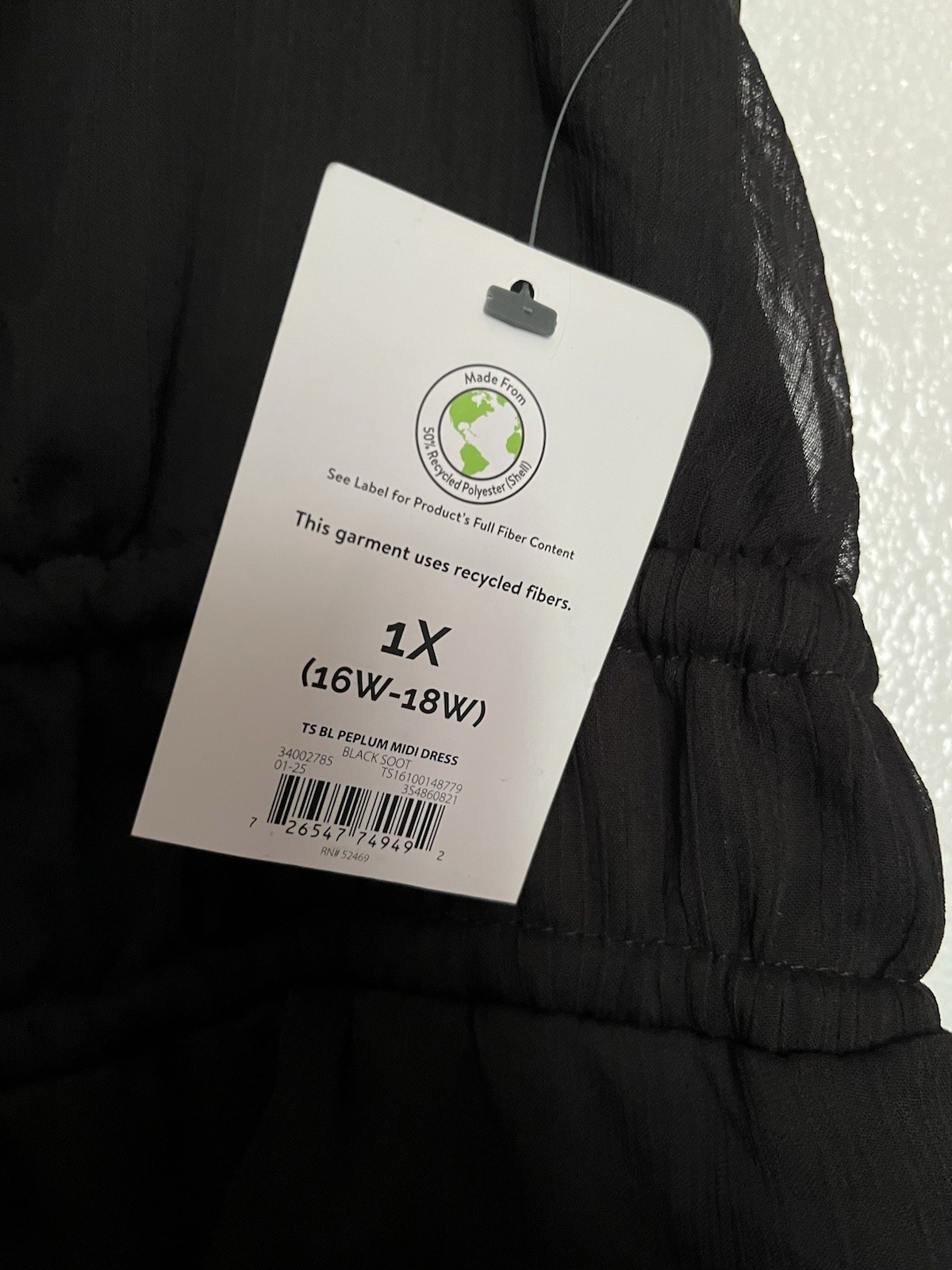 Terra & Sky Black V Neck Dress Size 1X 16W-18W )2x20W-22W)4x28W-30W length 47”￼