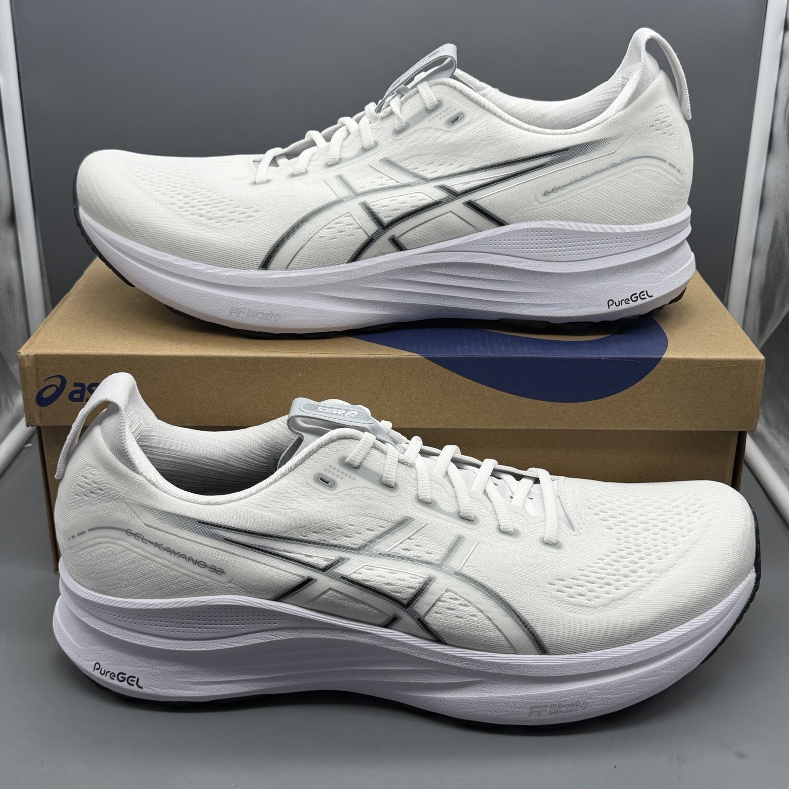 Asics Gel Kayano 32 Mens 15 D Running Shoes Gym Training White Pure Silver NWB!