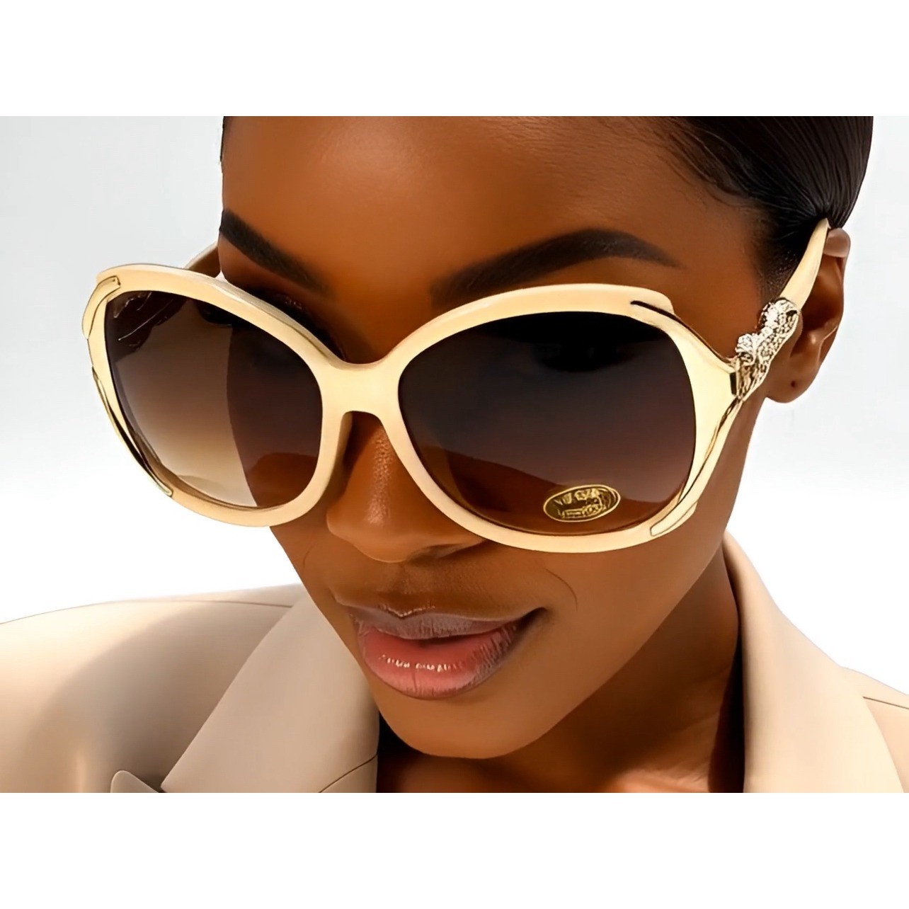 Womens Designer Inspired Sunglasses, Leopard Embellished Frame UV400 Unique New