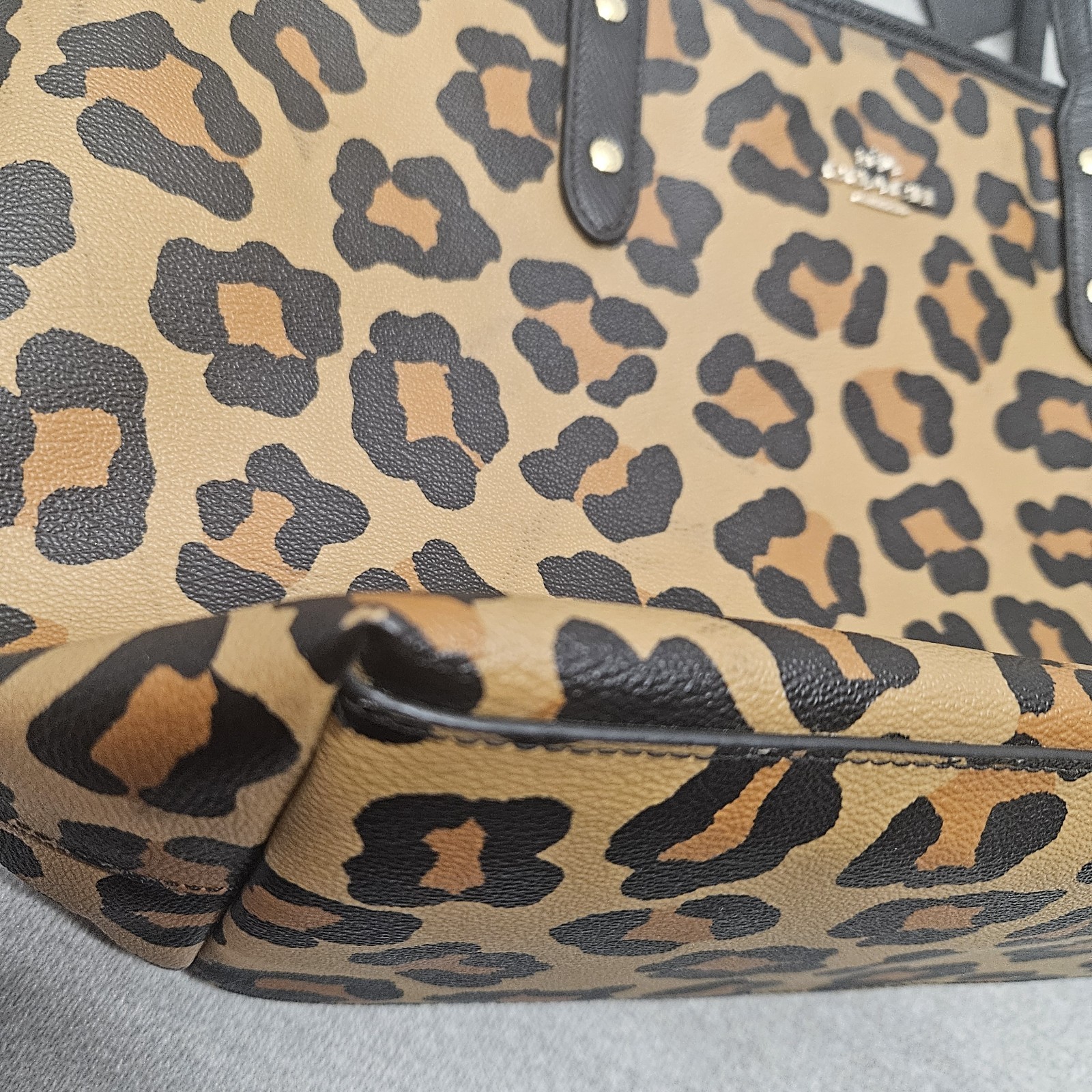 Coach F36883 City Zip Tote Leopard Ocelot Print Coated Canvas Shoulder Bag