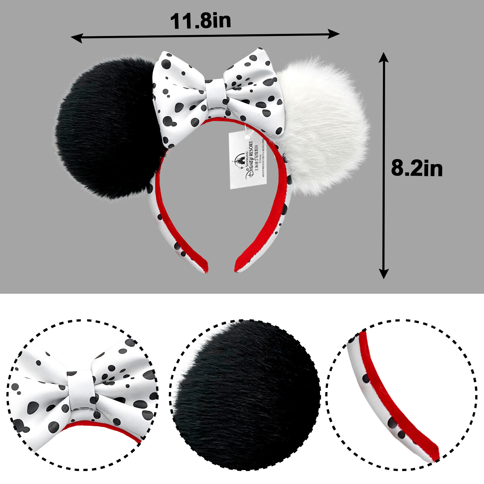 2024 Disney-Park’s 101 Dalmatians Cruella Devil Pom Pom Ears Headband US Stock
