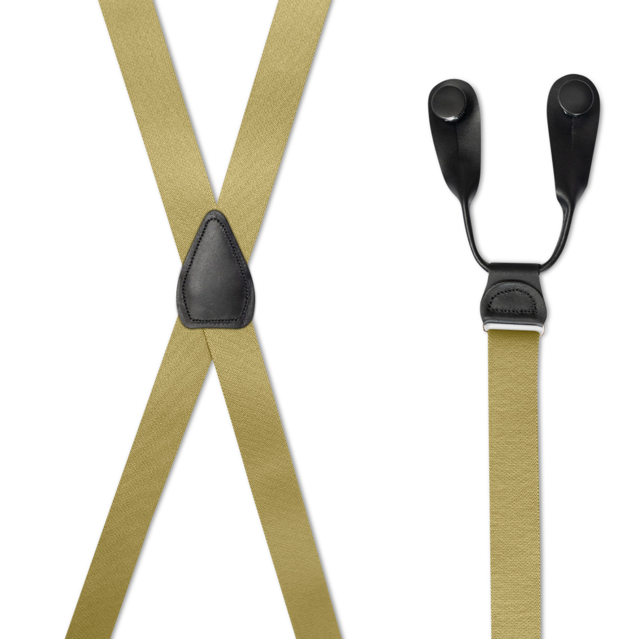 1″ Wide Gold Tone BUTTON ON Suspenders LEATHER EARS Many Colors. MADE IN USA