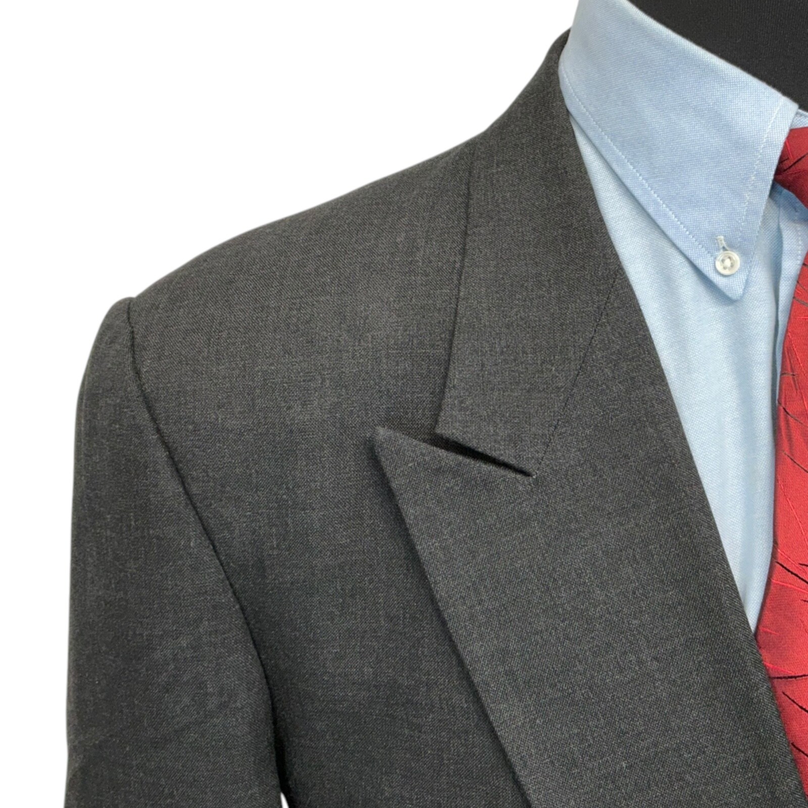 44R Stafford Double Breasted Suit Jacket Coat Mens charcoal Black Gray 6 Button