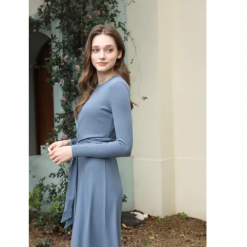 Light blue set maxi jumper and wrap tee shirt ribbed knit S women EUC