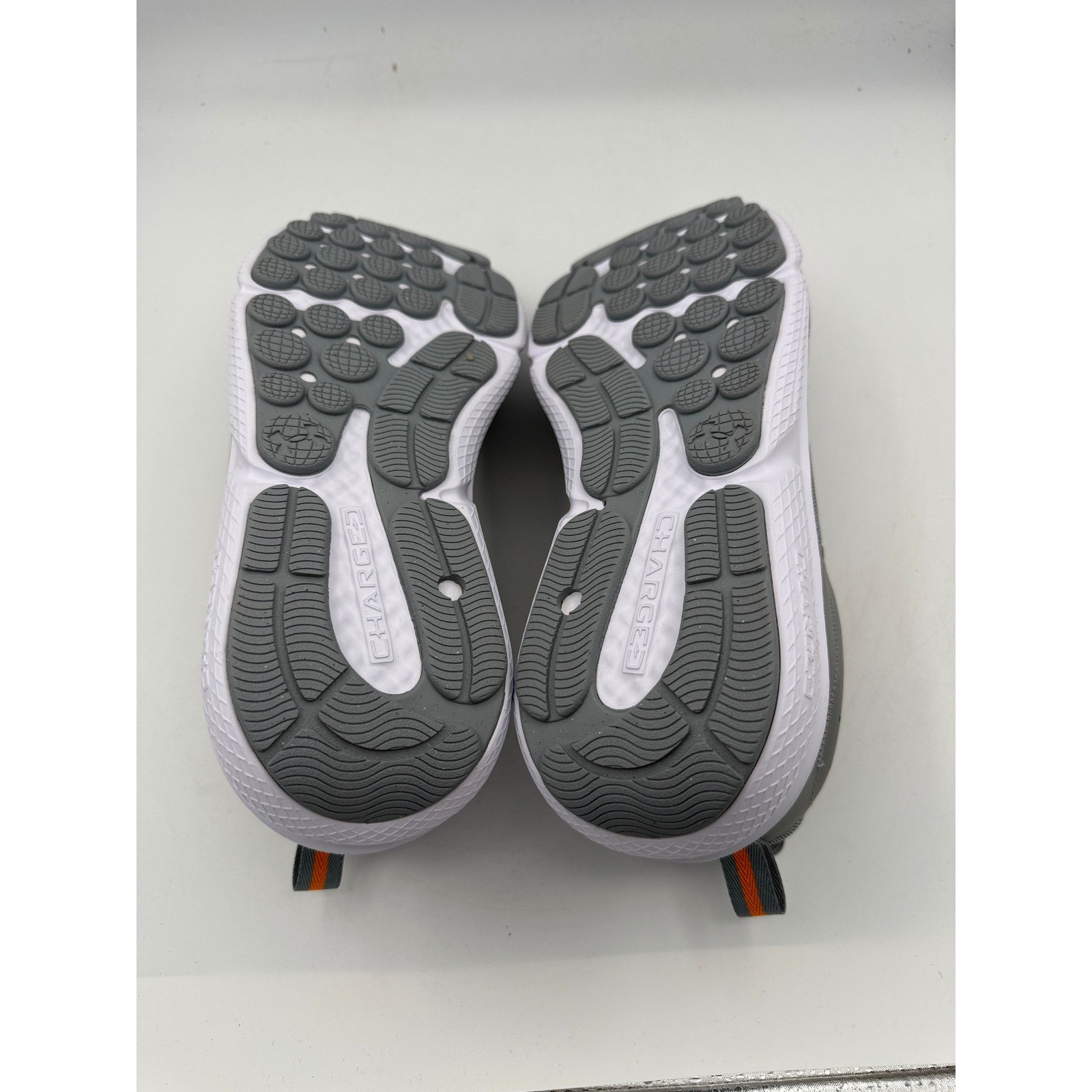 Under Armour Charged Assert 10 Mens 11.5 Grey Orange Running Shoes 3026175-105