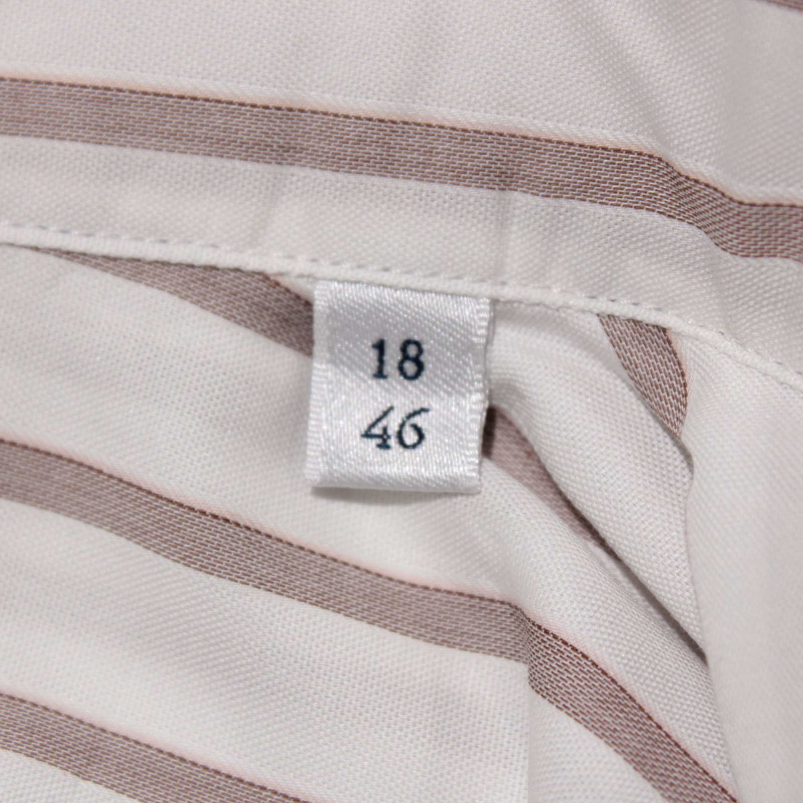 Stenstroms NWT Dress Shirt Size 46 18 in White with Brown Stripes 100% Cotton