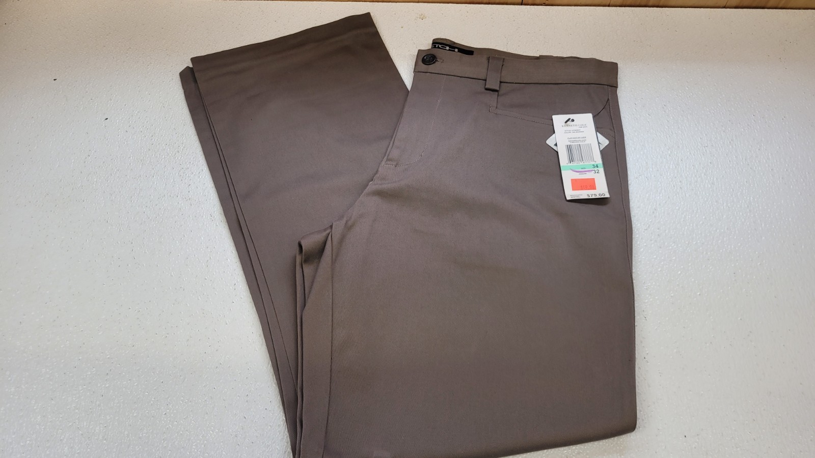 NEW NWT Kenneth Cole Pants Mens 34 x 32 L 98% COTTON 2% LYCRA TAN STRETCH