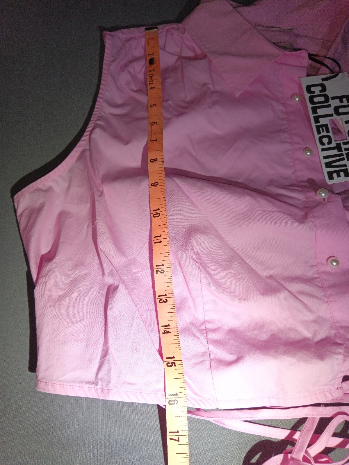 Future Collective Pink Solid Woven Cotton Collared Button Up Women’s XXL