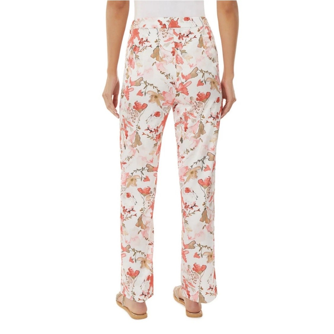 Ming Wang NWT Watercolor Floral Wide Leg Satin Pants Large