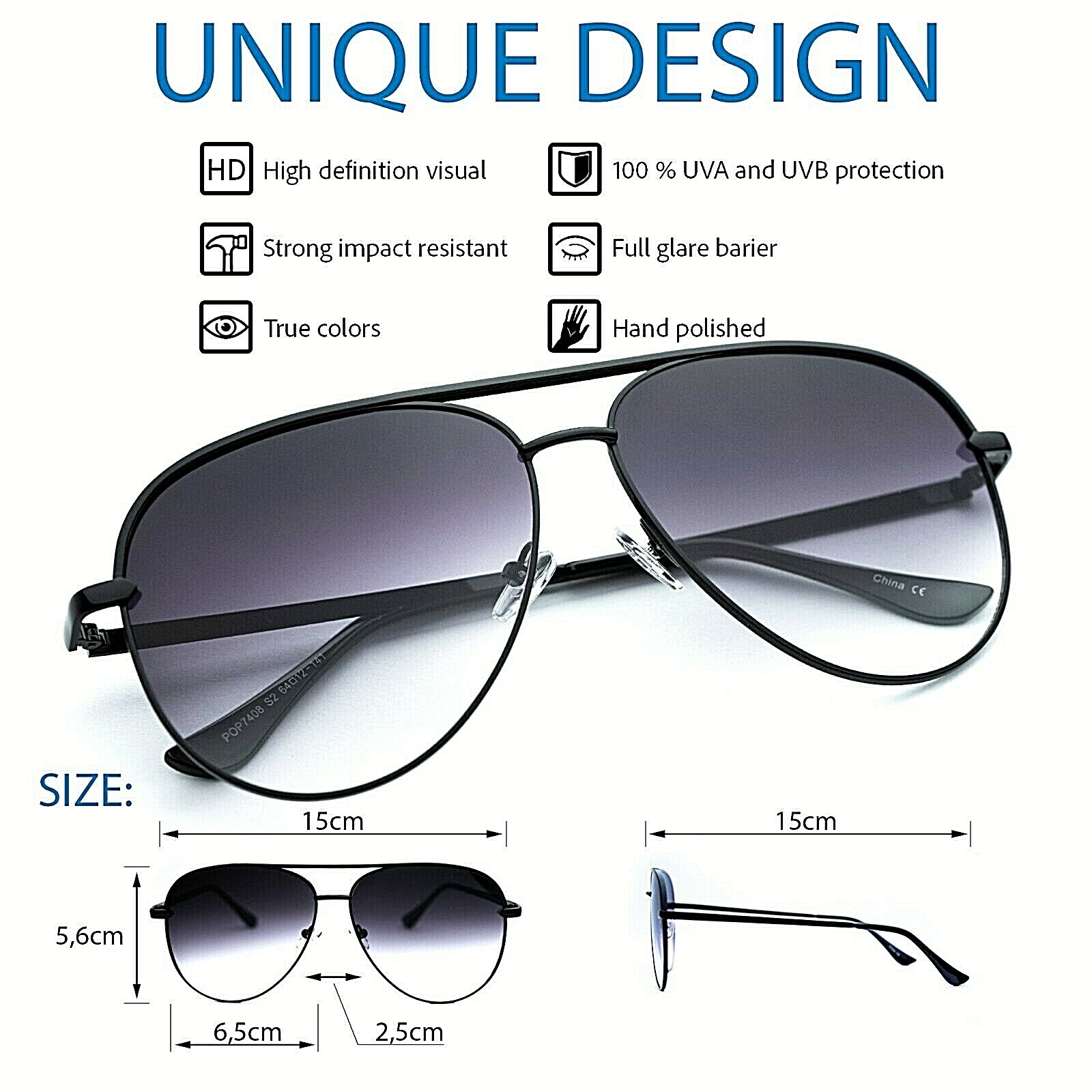 Big Aviator “KEY” OVERSIZED FLAT LENS Women Sunglasses Shades SHADZ GRADIENT