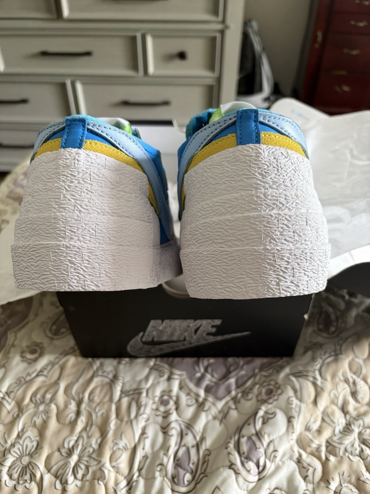 Nike Blazer Low Sacai KAWS Neptune Blue Limited Edition Leather Sneaker