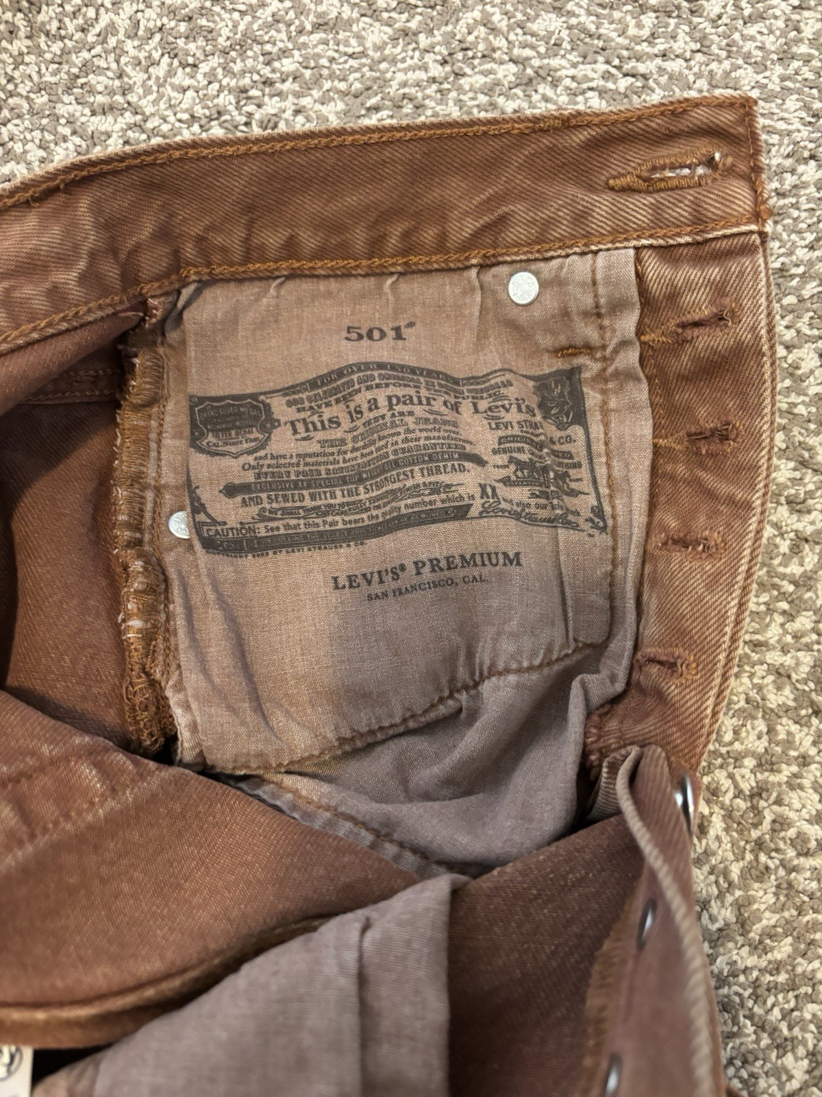 Levi’s Premium 501 Womens Brown Cotton Denim Shorts Button Fly 5-Pocket xs