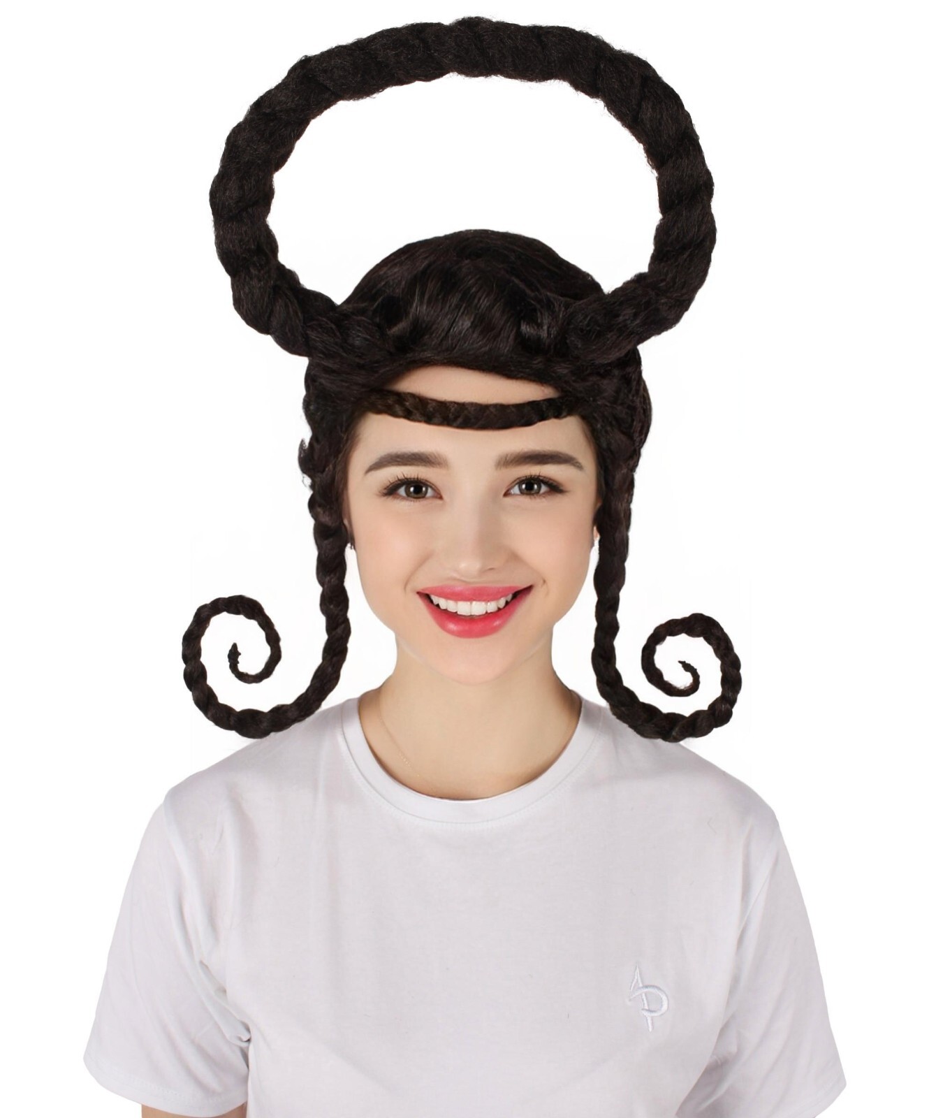 HPO Women’s Curly Sculpture Braided Ring Wig, Flame-retardant Synthetic Fiber,