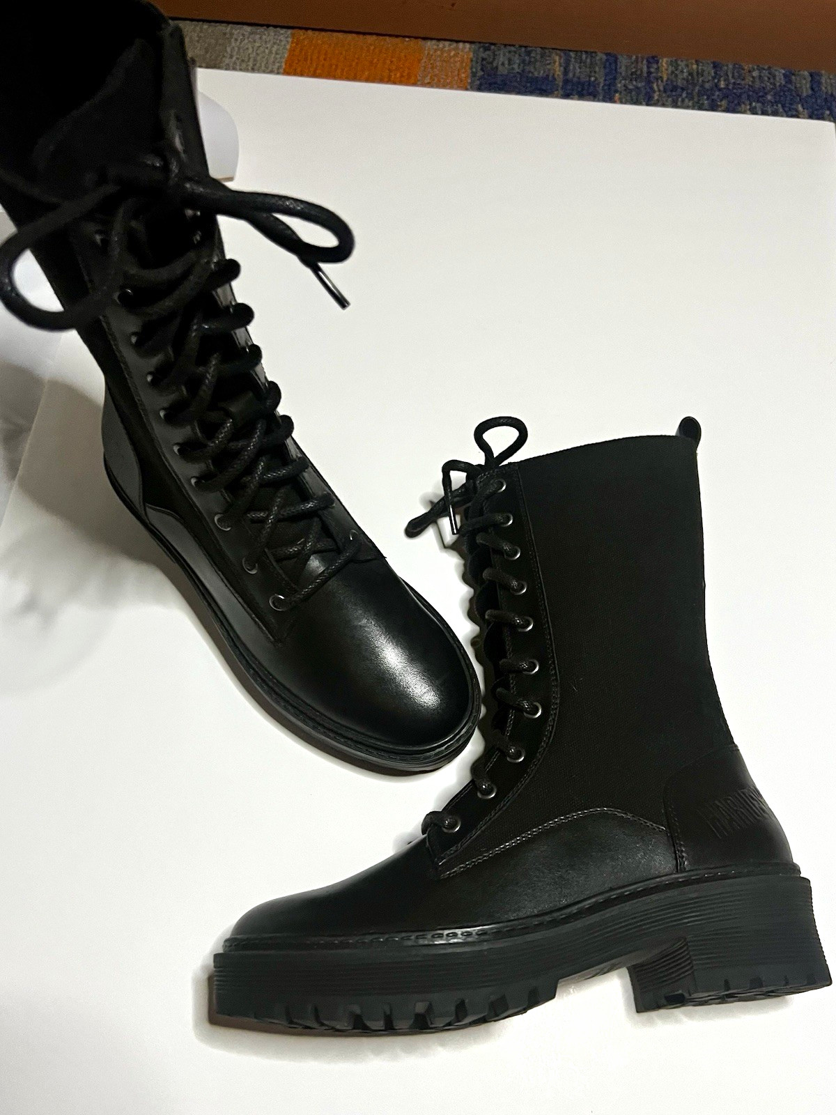 Harley-Davidson Women’s Black Leather Mid-Calf Combat Lace-Up Boots US 5.5M