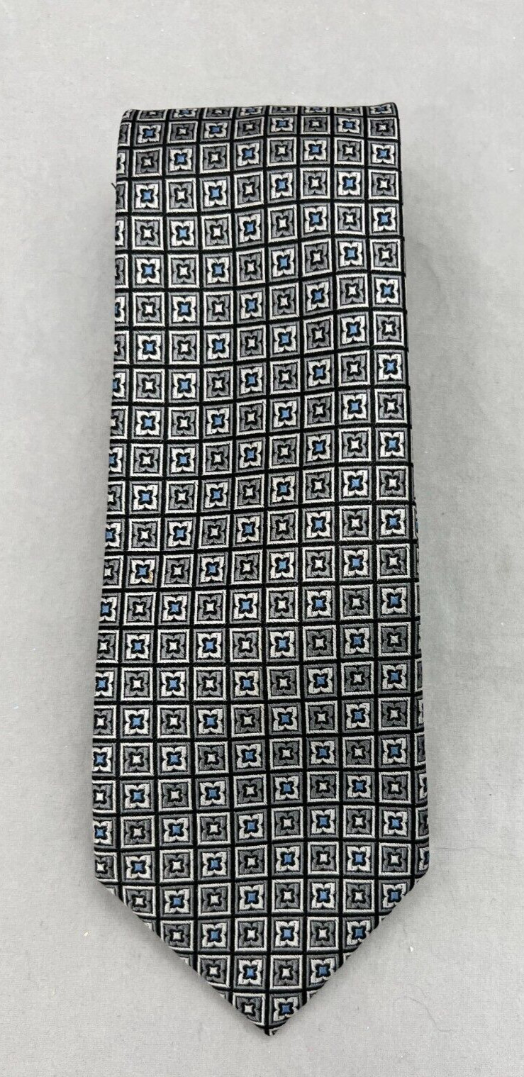 CORPORATE IMAGE TOM JAMES Silver, Gray, Blue 3.25″ W Men’s SILK Neck Tie