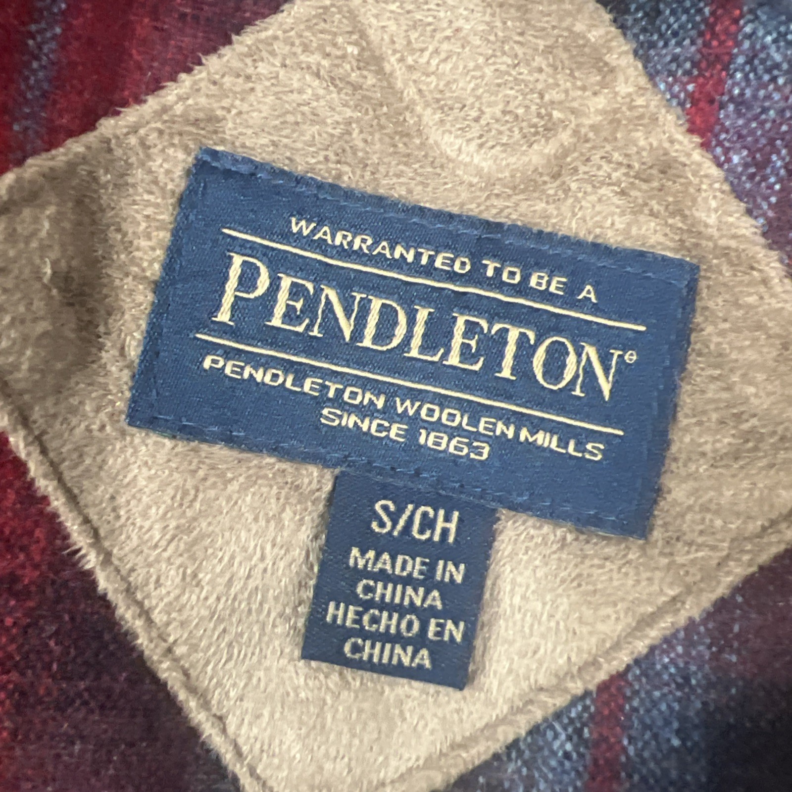 Pendleton Women’s Sherpa Fleece Jacket Small Burgundy Wool Plaid Full Zip Cozy