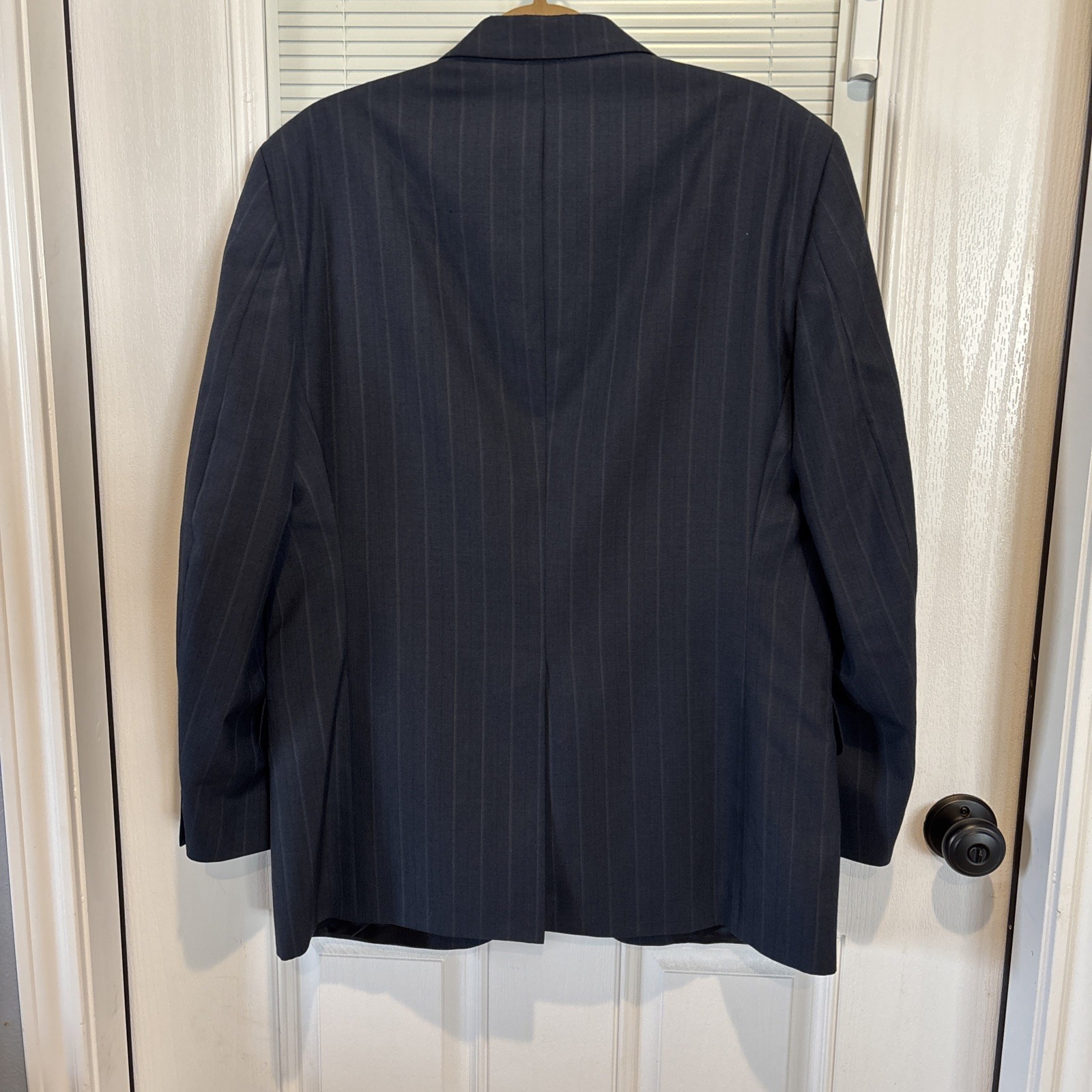 Towncraft Jacket Dark Blue Pinstripe Polyester Worsted Wool Twill Blazer 42R
